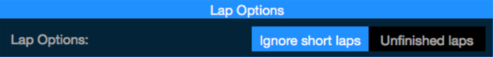 Screenshot of the Lap Options with 'ignore short laps' selected.