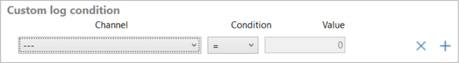 Screenshot of the Custom Log Condition area.