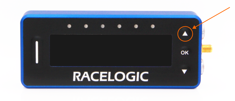 DSP07 OLED Display with highlighted arrow button used for firmware updates.