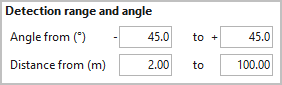 Cropped screenshot of the Detection Range and Angle settings area.