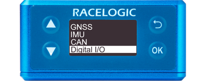 Illustration of VBOX Omega showing the main menu with Digital I/O highlighted.