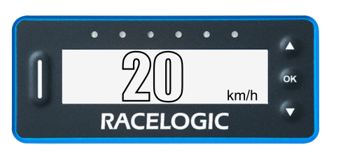VBOX Pit Lane Timer showing the Outline Font option in the Display Menu enabled, when the Inverted Colour has also been enabled.