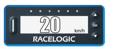 VBOX Pit Lane Timer showing the Outline Font option in the Display Menu enabled, when the Inverted Colour has also been enabled.