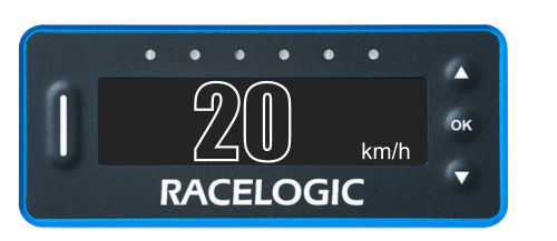 VBOX Pit Lane Timer showing the Outline Font option in the Display Menu enabled, when the Inverted Colour is disabled.
