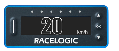 VBOX Pit Lane Timer showing the Outline Font option in the Display Menu enabled, when the Inverted Colour is disabled.