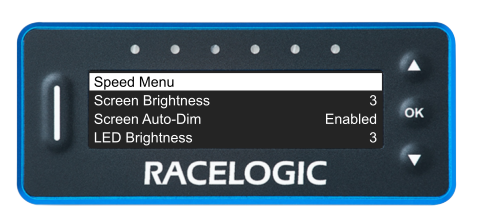 VBOX Pit Lane Timer showing the Speed Menu option in the Display Menu.