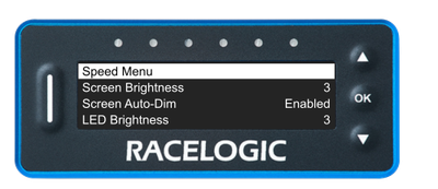 VBOX Pit Lane Timer showing the Speed Menu option in the Display Menu.