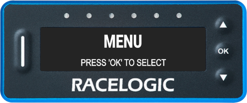 VBOX Pit Lane Timer showing the Menu screen. 