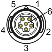 Drawing of a 6-pin Hirose connector