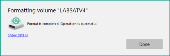 Formatting completed