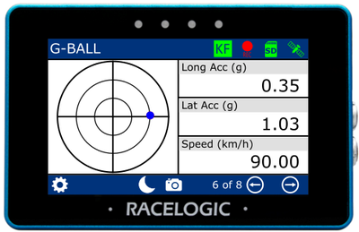 MFD Touch displaying a G-Ball screen with a blue G-Ball.
