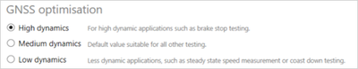 Cropped screenshot of the GNSS Optimisation settings.