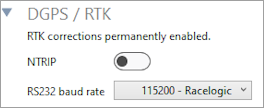 Cropped screenshot of the DGPS/RTK options available for VBOX 3i ADAS