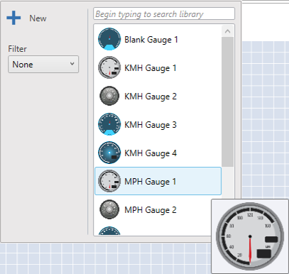 Screenshot of the Gauge menu.