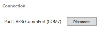 Screenshot of the Connection area of the General menu in VBOX Setup when connected to a VBOX 3i ADAS.