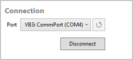 Cropped screenshot of the Connection area in VBOX Setup software when connected to a VBOX 3i ADAS.