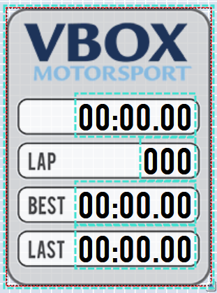 Screenshot of an example of grouped elements making up a lap time screen.