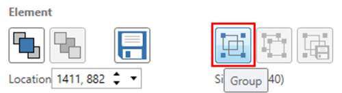 Image depicting grouping elements using the Group button.