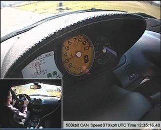 Screenshot from a camera during a drive logging CAN. 