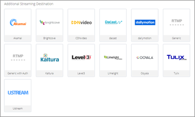 Screenshot of the LiveU streaming options.
