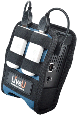 Photograph of LiveU Solo HDMI in a pouch.