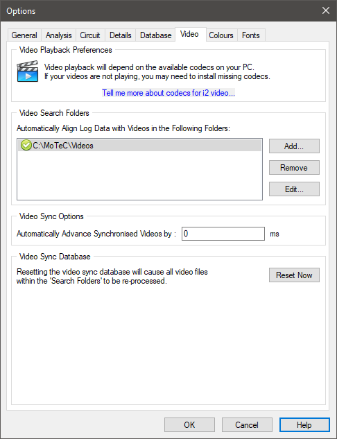 Screenshot of i2 Software with Video tab displayed.