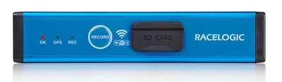 Photograph of the front panel of a VBOX Video HD2 unit with a red OK LED. 