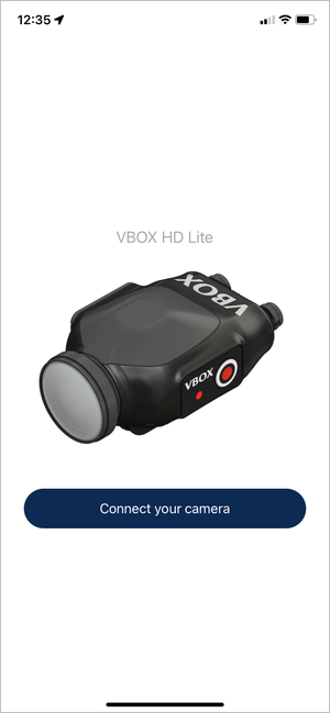 Screenshot of the Connection Screen of the VBOX HD Lite Preview App.