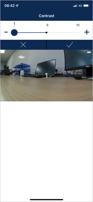 Screenshot of the Contrast setting in VBOX HD Lite Preview App.