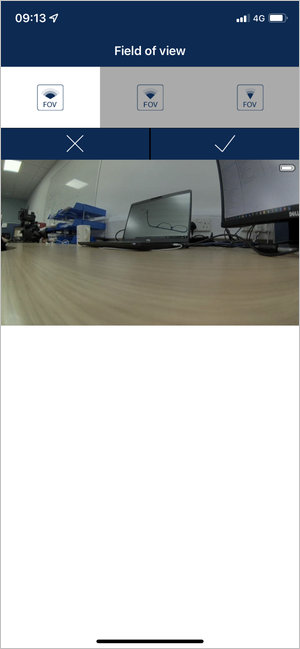 Screenshot of the Field of View setting in VBOX HD Lite Preview App.