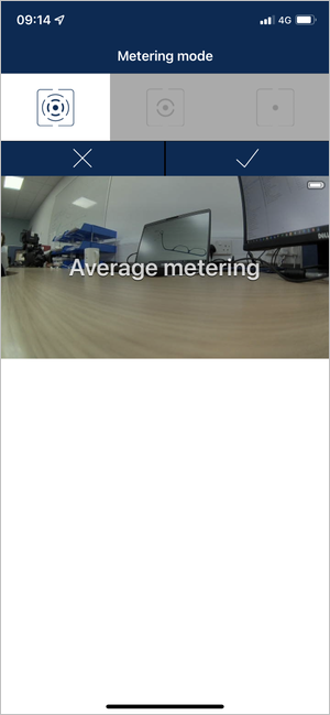 Screenshot of the Metering Mode setting in VBOX HD Lite Preview App.