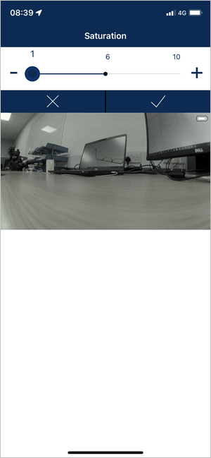 Screenshot of the Saturation setting in VBOX HD Lite Preview App.