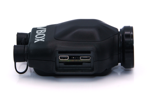 Photograph of the side view of a VBOX HD Lite unit.