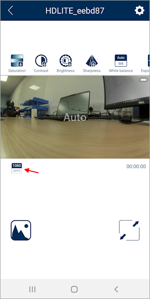 Screenshot of the VBOX HD Lite Preview App with the Video Settings icon highlighted.