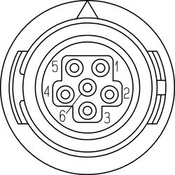 Hirose connector with numbered pins.