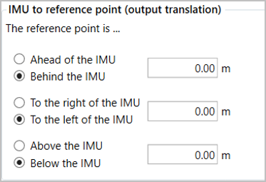 IMU - IMU to Reference point offset