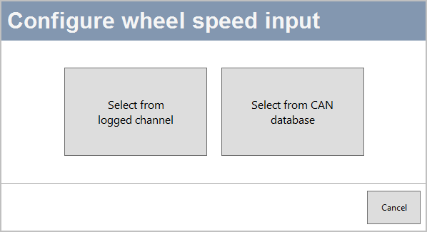 Screenshot of the Wheel Speed Input source options.