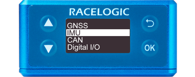 Illustration of VBOX Omega showing the main menu with IMU highlighted.