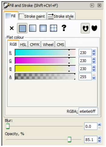 Inkscape Fill and Stroke Menu