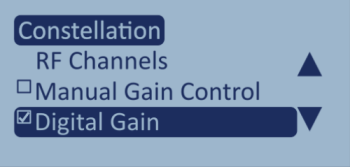 Screenshot of the Constellation menu with Digital Gain highlighted and enabled.