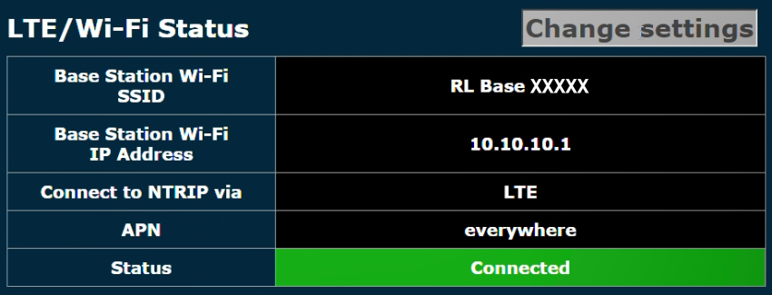 Screenshot of the LTE/Wi-Fi Status.