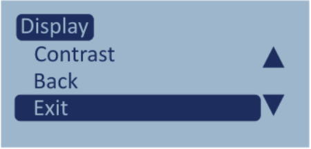 Screenshot of the Display menu with Exit highlighted.