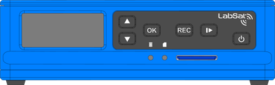 Drawing of the front panel of a LabSat 4 unit.