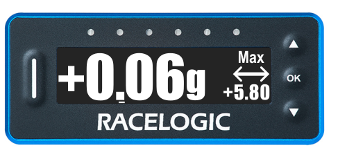 VBOX LapTimer showing the Lateral G display.