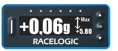 VBOX LapTimer showing the Longitudinal G display.