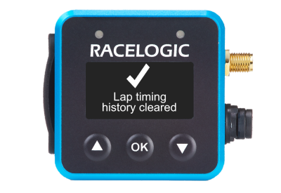 VBOX Mini Lap Timer showing the Lap timing history cleared screen. 