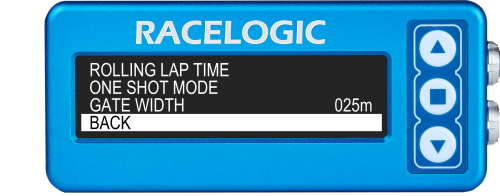 Lap Timing menu - back highlighted