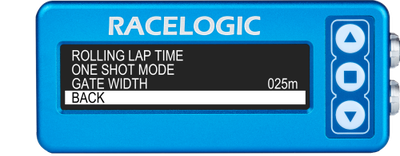 Lap Timing menu - back highlighted