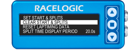 Lap Timing menu - clear start and splits highlighted