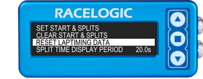 Lap Timing menu - reset laptiming data highlighted